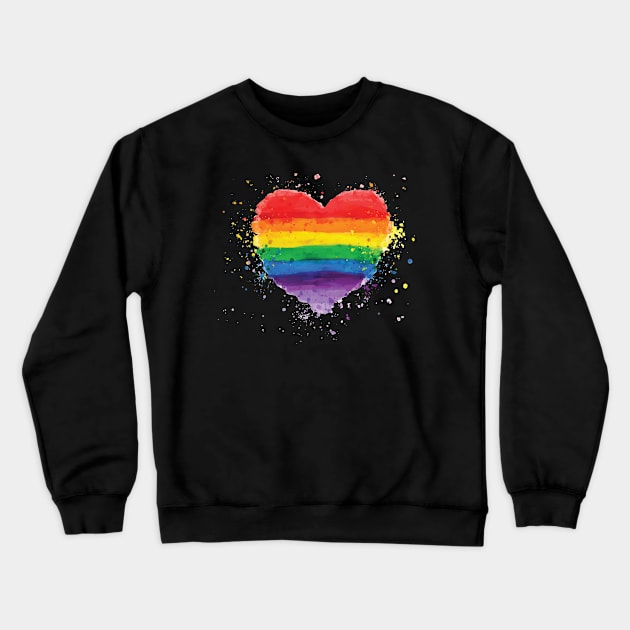 Gay Pride Rainbow Heart Crewneck Sweatshirt by mikevdv2001
